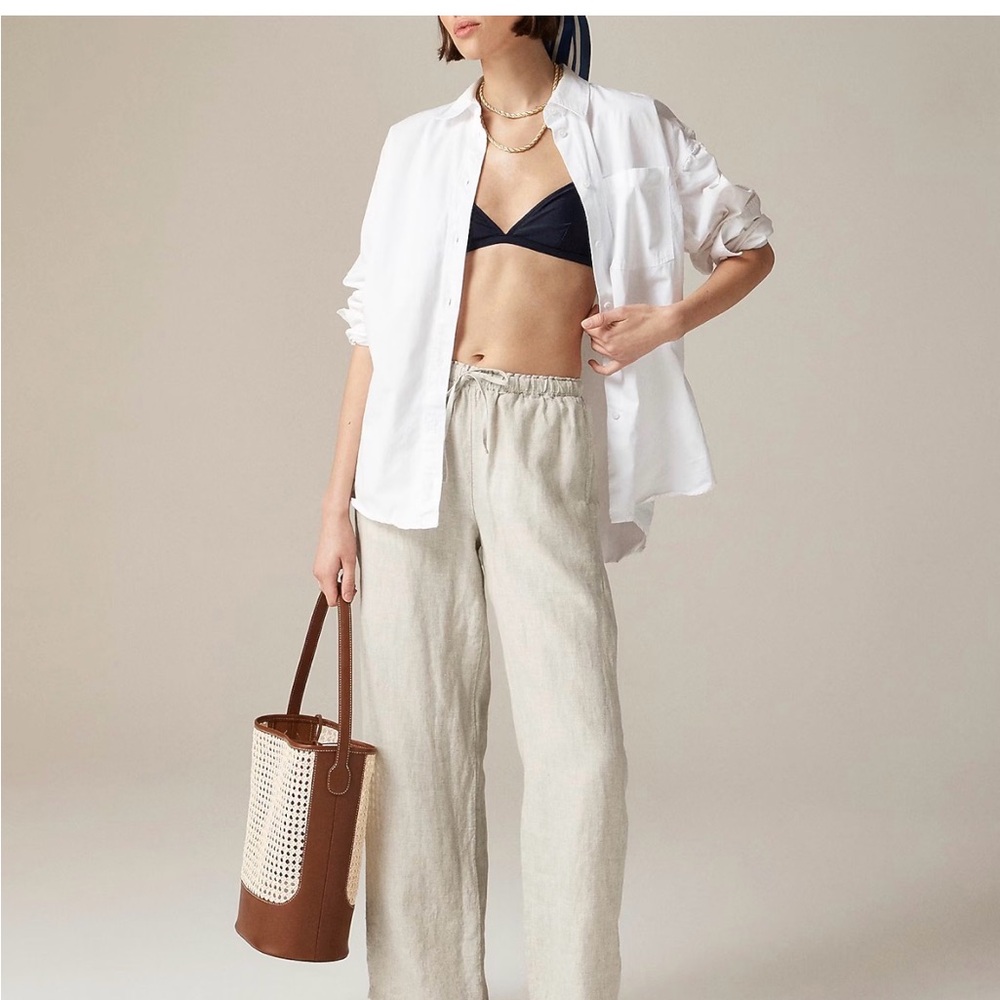 J. Crew Factory Women's Beige Linen Trousers